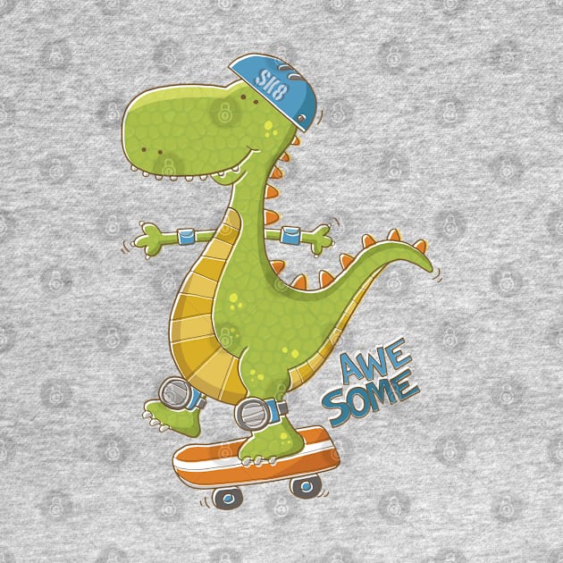 Dinosaur Skateboarding by vaughanduck